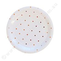 Illume Partyware Rose Gold Dessert Plate, Disposable, Dots, 10 Count, 7 inch for Birthday Party, Kids Party, Baby Shower and Princess Party