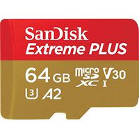 SanDisk Extreme Plus microSDXC UHS-I Card with Adapter, 64GB, SDSQXBZ-064G-ANCMA