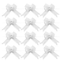 HEALLILY 12pcs Gift Pull Bows Glitter Yarn Pull Bows Gift Wrapping Wrap Ribbon Bow for Birthdays Easter Wedding Car Centerpieces Decoration (Silver)