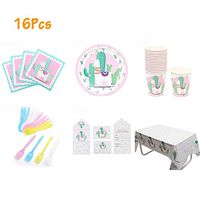 Greatstar 16Pcs Kids Party Supplies Cute Alpaca Paper Plates Set Disposable Paper Tableware Colorful Cartoon Sheep Kids Party Favors For Birthday Party Celebration (Tablecloth)
