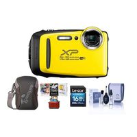 Fujifilm FinePix XP130 16.4MP Digital Camera, 5X Optical Zoom, Yellow - Bundle with 16GB SDHC Card, Camera Case, Cleaning Kit, Mac Software Package