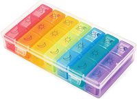 3-Times-A-Day Pill Box, 7 Day Portable Travel Medication Containers with Moisture-Proof Design and Large Compartment to Hold Vitamins Fish Liver Oil Supplements(Rainbow)
