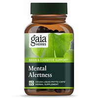 Gaia Herbs Mental Alertness Vegan Liquid Capsules, 60 Count - Memory and Focus Supplement, Enhance Mental Performance, Boost Brain Blood Flow