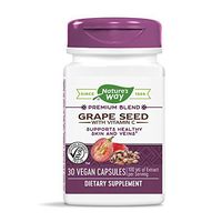 Nature's Way Premium Extract Standardized Grape Seed with Vitamin C 95% Polyphenols, 100 mg per Serving, 30 Vcaps