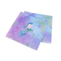 Amosfun 20pcs Mermaid Napkin Party Supplies Disposable Cocktail Dinner Paper Napkins For Baby Shower Birthday Wedding Pool Party Decor