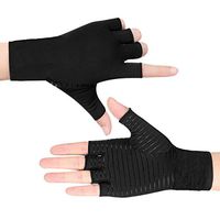 Forfit Arthritis Compression Gloves Copper Arthritis Gloves; Osteoarthritis, Relieve Pain from Rheumatoid, RSI, Carpal Tunnel, Hand Gloves Fingerless for All Lifestyles-Larger-Small