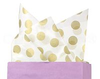 CleverDelights Metallic Gold Polka Dot Premium Tissue Paper - 300 Sheets - 20" x 30" - Acid-Free Gift Paper
