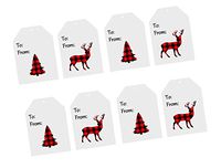 Christmas Holiday Lumberjack Red & Black Buffallo Plaid Collection (24 White Gift Tags)