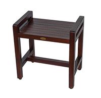 Classic 18" Teak Shower Bench with LIFTAIDE ARMS- Adustable Height Foot Pads- Home Health Medical Bench Features-Sitting, Shaving, Display, Storage