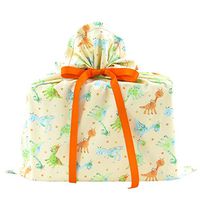 Baby Dinosaurs Reusable Fabric Gift Bag for Baby Shower or Child’s Birthday (Pale Peach, Medium 17 Inches Wide by 18 Inches High)