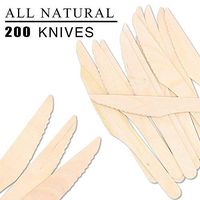 RIVERKING wood knives,eco-friendly disposable birch knives,compostable wooden cutlery for camping,wedding,party,diy crafts(200pcs,6.3inch)