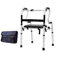 HYXQY-ZY Walker | Elderly Folding Rollator | with Leather Soft Cushion | Lightweight Non-Slip | Adjustable Height | Elderly Disabled (Color : Double armrest)