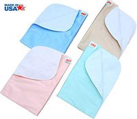 4 Pack Washable Bed Pads/Reusable Incontinence Underpads 18x24 - Blue, Green, Tan and Pink - Ideal for Children and Adults Wholesale Incontinence Protection/Cloth Chucks Bed Pads Washable