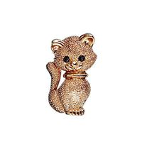 Fashion Rhinestone Little Cat Shape Metal Brooches Lapel Scarf Pin Women Jewelry Daily Creation Beauty Girls Girl Style Delicate Accessories Decoration Prom
