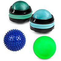 Manual Massage Roller Ball - Pain Relief Back Roller Massager Self Massage Therapy Neck Hand Leg Back Rejuvenation - Use with Essential Oils and Lotions - Roller Ball Set Spikey and Lacrosse Ball