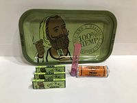 Zig Zag Organic Hemp Metal Rolling Tray.3 Packs of Zig Zag Paper 1 1/4 Size Organic Hemp Rolling Papers, 78mm Zig Zag Roller + Doobtube.