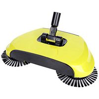 PAXLWSSY Lazy 3 in 1 Household Cleaning Hand Push Automatic Sweeper Broom Including Broom,Dustpan and Trash Bin Cleaner Without Electricity Environmental,Yellow