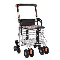 Rolling Walkers Shopping Cart Old Man Trolley Portable Walker Folding Wheelchair Climbing The Building Scooter Home Shopping Cart with Seat Gift Can Bear 80 Kg (Color : Silver, Size : 563688cm)
