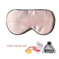 Simoce Double Sides 19 Momme Mulberry Silk Blindfold/Sleep Mask with Adjustable Strap, Travel Kit (Earplug & Drawstring Bag) Ultralight, Soft & Smooth for Eyes. 8.3 x 4.3 x 0.4 inches. Pink.