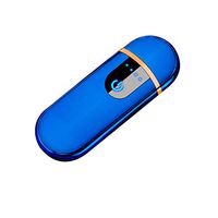 Angelduck Electronic Rechargeable Cigarette Lighter, Touch Ignition Lighter, USB Double Sided Lighter, Windproof Plasma Lighter for Candle, Cigarette Power Indicator Flameless (Blue ice)