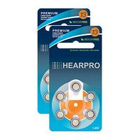 HEARPRO Size 13 Long-Lasting Hearing Aid Batteries 120 Pack - Mercury-Free - Zinc Air Technology - Made in USA - Plus Keychain Battery Case