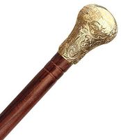 SouvNear 38" Walking Stick in Steel - Solid Metal Canes with Detachable Brass Knob Handle - Handmade in Golden Finish - Unique Gentleman Decorative Walking Sticks and Canes for Men/Women/Seniors