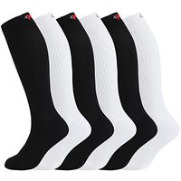 MD 6 Pairs Compression Socks (8-15mmHg) for Women & Men - Cushion Knee High Socks for Running, Medical, Athletic, Nurses, Travels, Edema, Anti-DVT, Varicose Veins, Shin Splints 3Black/3White9-11