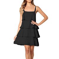 KYLEON Womens Dress Summer Soild Off Should Sleeveless Princess Midi Sundress Bohemian Swing Mini Short Dresses