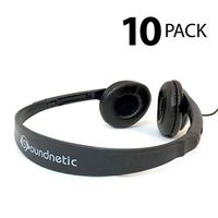 Soundnetic CCV 10 Pack Classroom Stereo Budget Headphones with Leatherette Earpads Volume Control