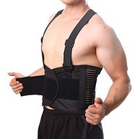 Pain Belt Back Corset for Men Heavy Lift Work Back Support Brace Shoulder Strap Lumbar Support Belt Posture Corrector Unsex(L,Black)