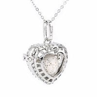 Sier Open Heart Aromatherapy Perfume Essential Oil Diffuser Necklace Locket With Lava Stone (White)
