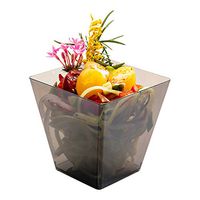 Dessert Tumbler, Dessert Cup, Square Plastic Cup - Smoked Grey - 8 oz - Disposable - 100ct Box - Kova - Restaurantware