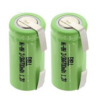 (2-PACK) Exell 1.2-Volt Nickel-Metal Hydride Rechargeable Tabbed Battery, 2/3 AA, 700 mAh, Battery Replacement for Electric Razor, Toothbrush, and More