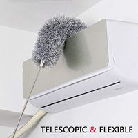 MYJZY Feather Duster with Telescopic Rod Microfibre Dust Wiper Washable Dust Broom 360 ° Bendable Broom, Effortlessly removes dust and Cobwebs, Adjustable Length 126-179cm,Gray