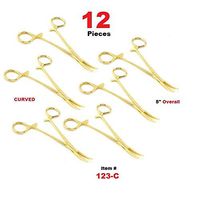 12 Pcs 5" Hemostat Mosquito Forceps Full Gold Surgical Instrument (Curved)