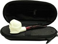 Miniature Meerschaum Pipe - SKULL w/ Zippered Hard Case