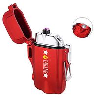 Plasma Lighters, Waterproof Windproof Flameless Lighters Dual Arc USB Electric Lighters Rechargeable for Outdoor/Camping/BBQ/Hiking (Red+)