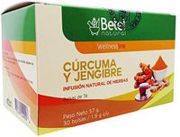 Turmeric and Ginger Tea (Te de Curcuma y Jengibre) by Betel Natural - Natural Source of antioxidants and curcumins - 30 Tea Bags