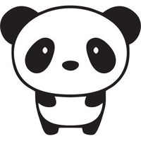 Cutie Panda - Vinyl 4" tall (Color: BLACK) decal laptop tablet skateboard car windows stickers - by So Cool Stuff