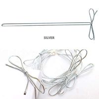POSHNPRETTY 100 PCS Stretchy Elastic Metallic Braided Cord Loops Bows - Silver or Gold (Silver, Cord Length: 13" Loop Length: 7")