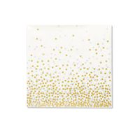 Pack of 20 Confetti Cocktail Size Paper Napkin Silver Gold 5" x 5"