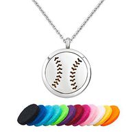 Third Time Charm Baseball Necklace For Essential Oil Diffuser Aromatherapy Jewelry, 12 Refill Pads