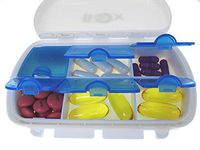 MIGHTY BOX Pill Box Pill Holder Large Pill Container Travel Pill Cases for Purse Vitamin Holder Pill Box Organizer Medicine Case Has Real Hinge and Compartments and Locking Clasp