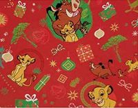 NS Holiday Christmas Wrapping Paper Lion King with Gridlines Gift Wrap (Bonus: Noelles Xmas Window Gel Clings) Greetings Party Festive 20 Feet 1 Roll