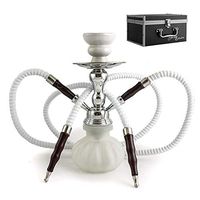GStar 11" Premium 2 Hose Hookah Complete Set - Mini Pumpkin Hookah Glass Vase - Pick Your Color (Snow White + Case)