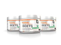Ground-Based Nutrition Certified Organic Fermented Beet Powder, Nitric Oxide Superfood: Improve Cardiovascular Endurance, Increases Energy, Boosts Stamina, Blood Flow, No Added Sugar (3 Pack)