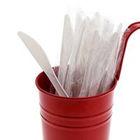 AmerCare Medium Weight Individually Wrapped Disposable White Knives Case of 1000