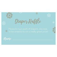 Winter Diaper Raffle Ticket Baby Shower Snowflakes Snow Aqua Blue Gold Diaper Wipes Raffle Ticket Insert Request Prize (25 Count)