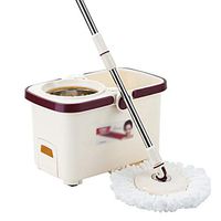 XJAXY Spin Mop Bucket Floor Cleaning, Stainless Steel Adjustable Handle with 2 Microfiber Mop Heads with Detergent Dispenser for Floor Cleaning