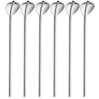 Weite 6 Piece Spoon Straws, 2 in 1 Reusable Stainless Steel Metal Drinking Straw Stirrer Cocktail Spoon Set (Silver)